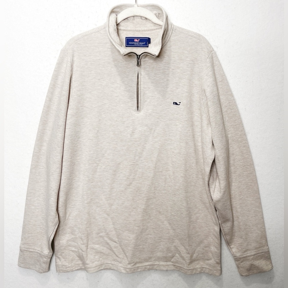 Vineyard Vines Men’s Performance Saltwater Quarter-Zip Pullover Sweater Oatmeal